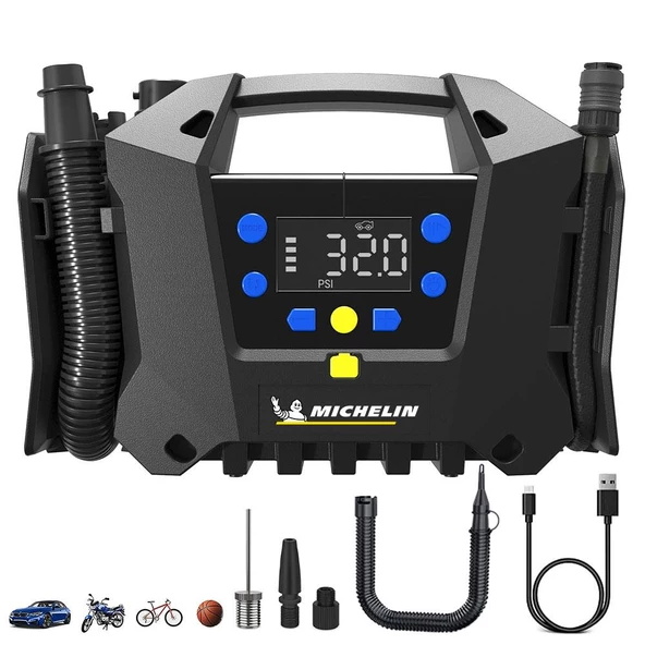 Michelin MC34259 11.1Volt/2.5Ah.120PSI Ayarlanabilir Dijital Basınç Göstergeli Şarjlı Lastik&Yatak Şişirme Pompası ürün görseli 1