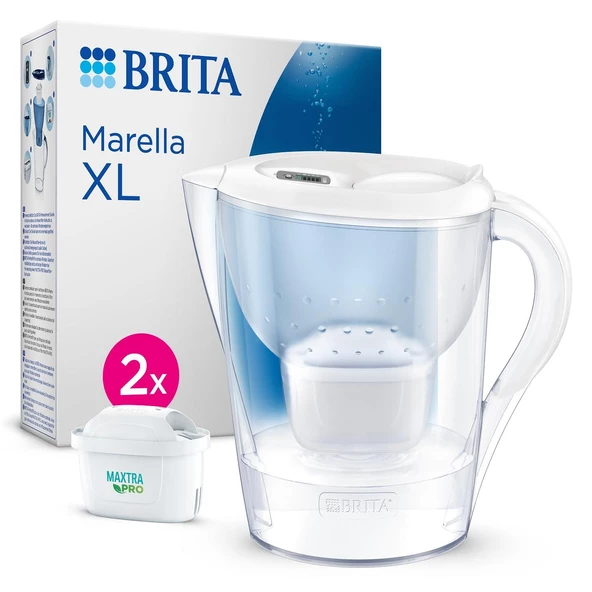 BRITA Marella XL 2x Maxtra Pro All-In-1 Filtreli Su Arıtma Sürahisi - Beyaz ürün görseli 1