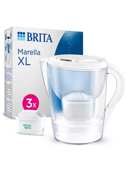 BRITA Marella XL 3x Maxtra Pro All-In-1 Filtreli Su Arıtma Sürahisi - Beyaz ürün görseli 1