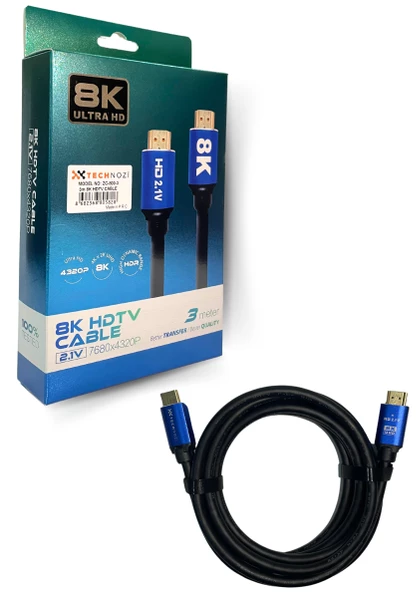 HDTV Premium Yüksek hızlı 8K Ultra HD HDMI 2.1 Ses ve Görüntü Kablosu 3 Metre ürün görseli 1