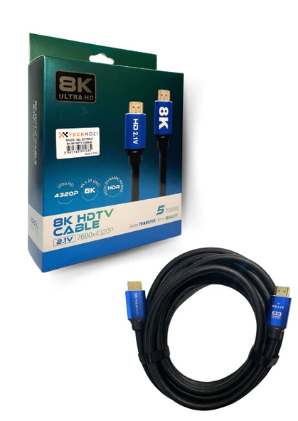 HDTV Premium Yüksek hızlı 8K Ultra HD HDMI 2.1 Ses ve Görüntü Kablosu 5 Metre ürün görseli 1