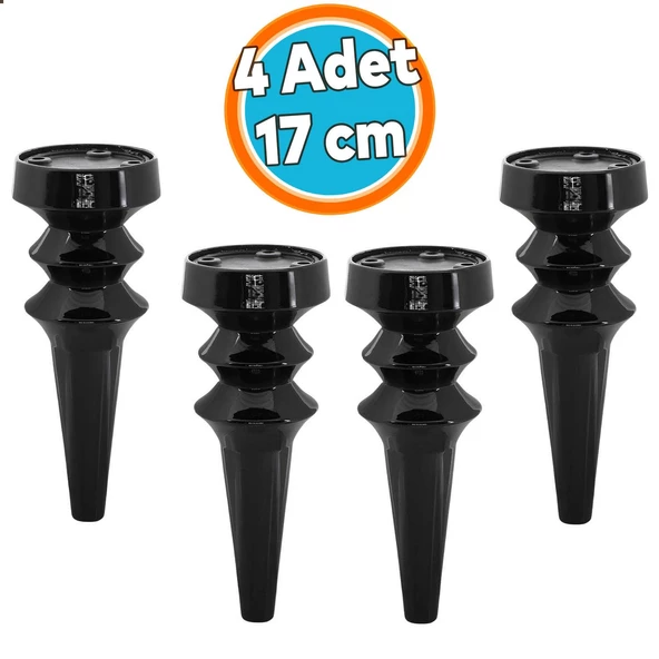 (4Adet) Mobilya Yükseltici Kanepe Koltuk Tv Ünitesi Baza Ayağı Zigon Orta Sehpası Ayak Siyah 17 cm ürün görseli 1