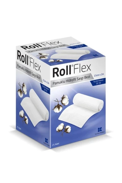 Roll Flex Hidrofil Sargı Bezi 15cm X 2m 20 Tel 25 Adet - SKT:12/2028 ürün görseli 1