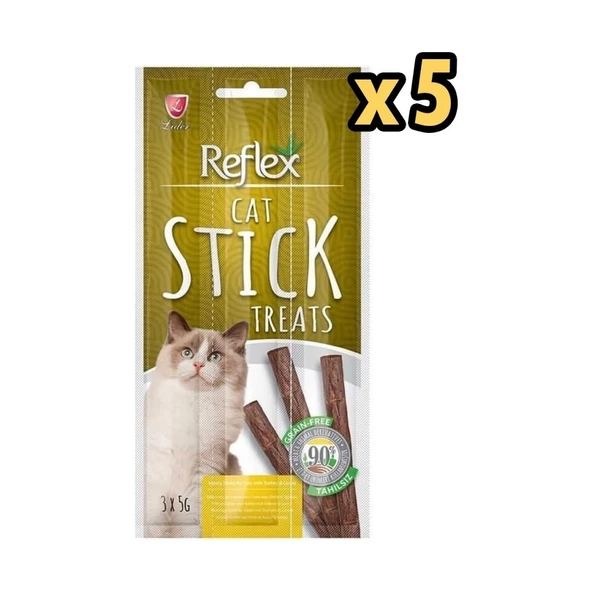 Reflex Hindili Kuzulu Kedi Ödül Çubuğu 5 gr x 3 x 5 Adet ürün görseli 1