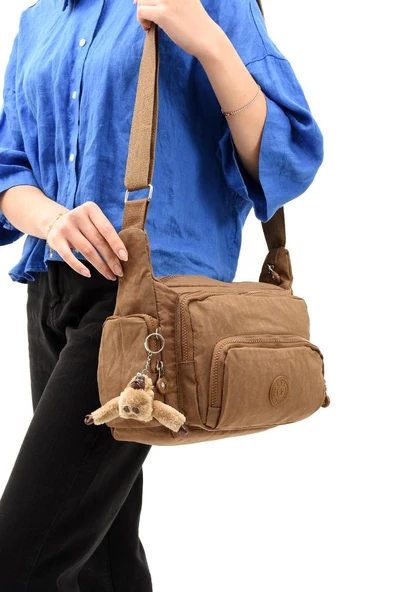 Klinkır Kumaş Kadın Postacı Omuz Çantası Çapraz Askılı Çok Cepli Su İtici Kumaş 30*20 Cm ürün görseli 1