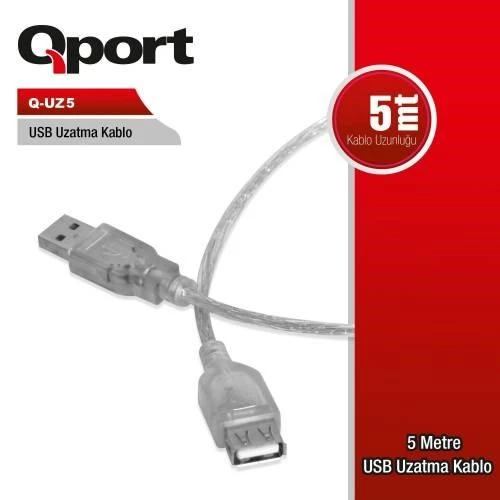 QPORT 5metre Q-UZ5 USB 2.0 Uzatma Kablosu ürün görseli 1