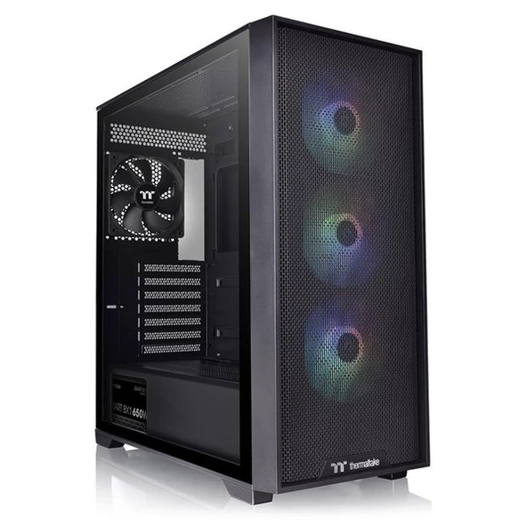 THERMALTAKE 650W 80+ BRONZE H390 TG CA-3Y9-65S1WE-00 4-RGB FANLI GAMING MIC TOWER PC KASASI ürün görseli 1