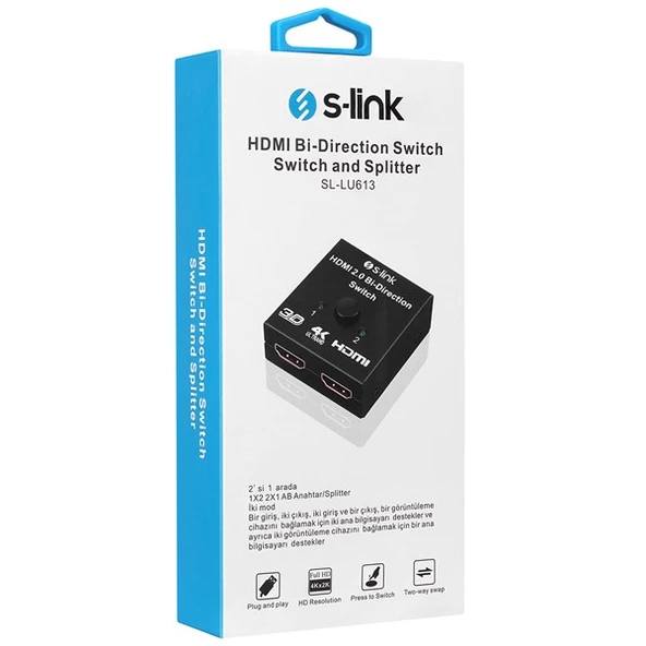 S-Link SL-LU613 . 2 Port HDMI Çift Yönlü Switch ve Splitter - Resim 4