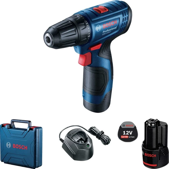 Bosch GSR 120-LI Akülü Delme/Vidalama Makinesi 2x2.0Ah Çift Akü Şarj Cihazı Plastik Çanta ürün görseli 1