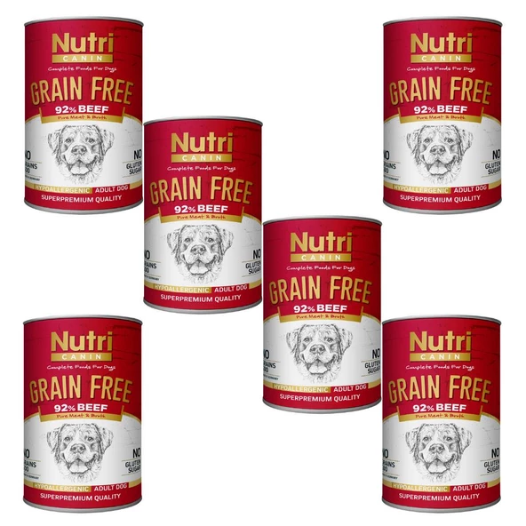 Nutri Canin 400Gr %92 Sığır Etli Tatlı Patatesli Hipo Alerjenik Tahılsız 6Adet Yaş Köpek Maması ürün görseli 1
