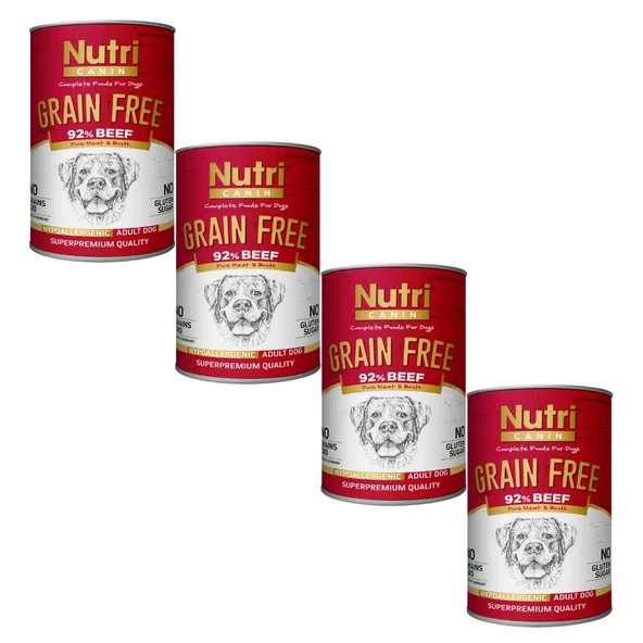Nutri Canin 400Gr %92 Sığır Etli Tatlı Patatesli Hipo Alerjenik Tahılsız 4Adet Yaş Köpek Maması ürün görseli 1