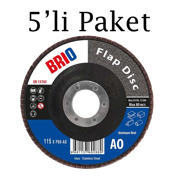 Brio Flap Disk 115XP60 Ao 5'li Paket ürün görseli 1