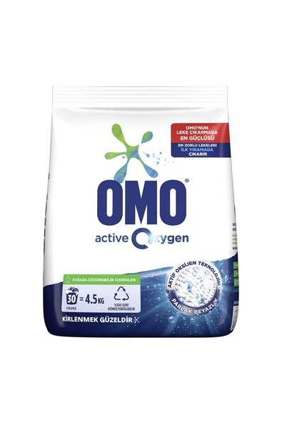 Omo Active Oxygen Toz Çamaşır Deterjanı Beyazlar Için En Zorlu Lekeleri Ilk Yıkamada Çıkarır 4.5 Kg ürün görseli 1