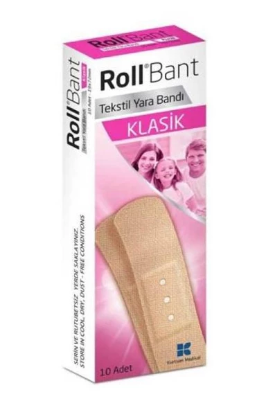 Roll Bant Tekstil Yara Bandı Klasik 10 Adet ürün görseli 1