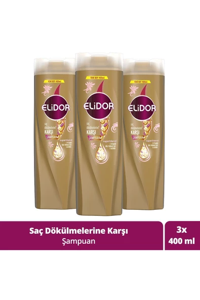 Elidor Superblend Saç Bakım Şampuanı Saç Dökülmelerine Karşı 400 Ml X3 Adet ürün görseli 1
