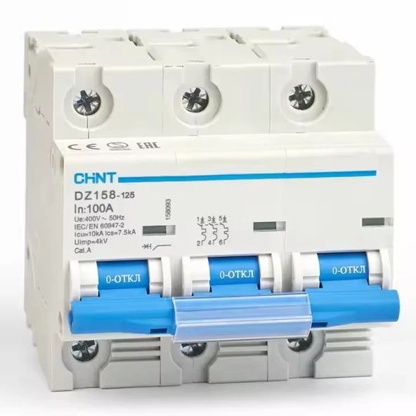 Chint DZ158 Serisi 3X100A C Tipi Otomatik Sigorta 10KA 158093 ürün görseli 1