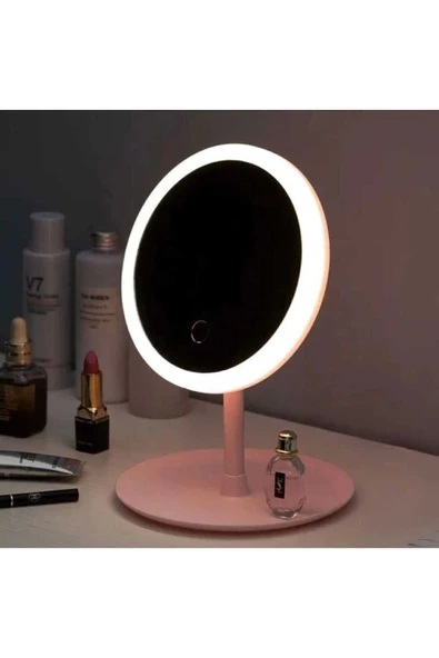 Dokunmatik Led Işıklı Usb Li Yuvarlak Masa Üstü Makyaj Aynası -makyaj Aynası Led ürün görseli 1