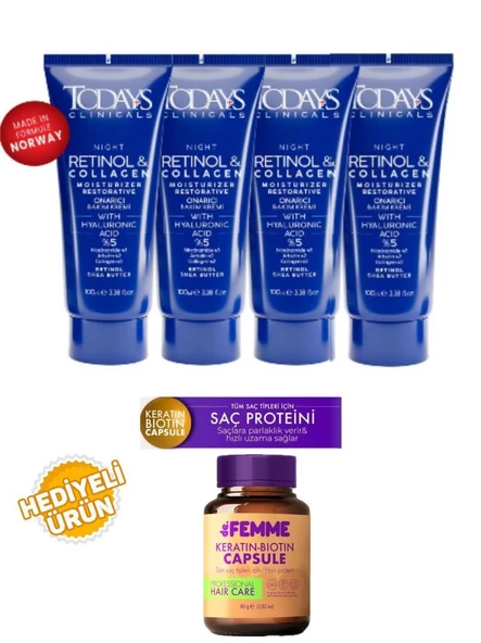 Todays Clinicals Onarıcı Krem 100ml 4 Adet+De femme Saç Proteini Hediyeli ürün görseli 1