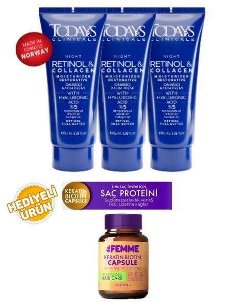 Todays Clinicals Onarıcı Krem 100ml 3 Adet+De femme Saç Proteini Hediyeli ürün görseli 1