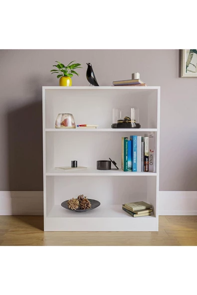 AEKA AE-8001 VİTO 3 Raflı Küçük Kitaplık, Beyaz Suntalam, Ofis Mobilyaları, Oturma Odası, Yatak Odası ürün görseli 1