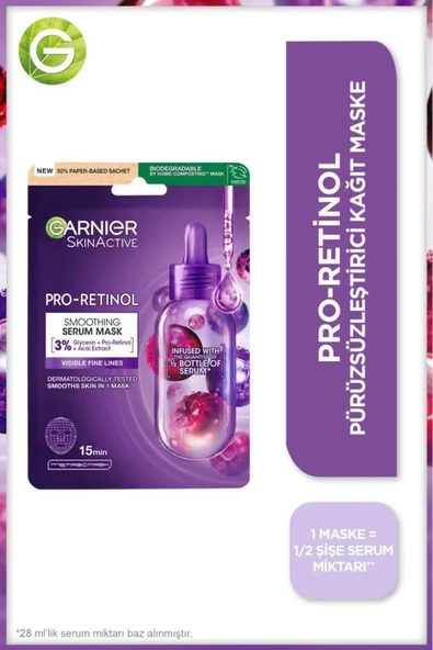 Garnier Pro-Retinol Pürüzsüzleştirici Kağıt Maske ürün görseli 1