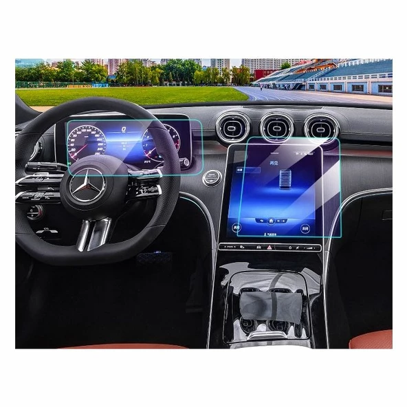 Mercedes Yeni C Seri Navigasyon ve Direksiyon Arkası Dijital Gösterge Uyumlu Nano Ekran Koruyucu ürün görseli 1
