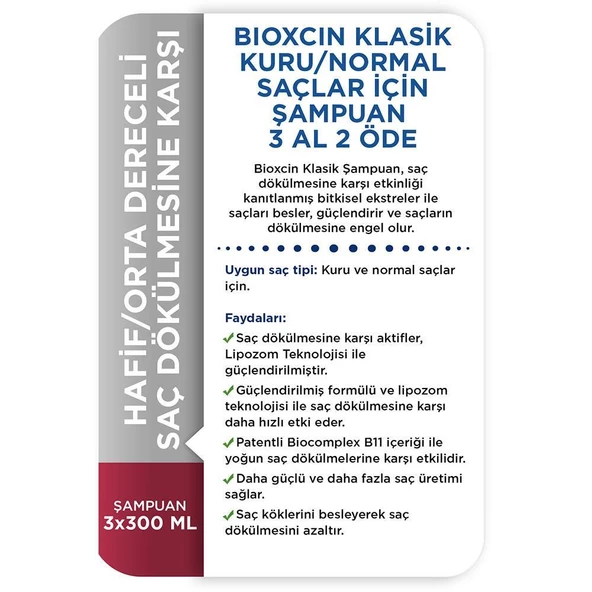 Bioxcin Genesis Şampuan 3 Al 2 Öde / Kuru-Normal Saçlar İçin 300 ml - Resim 3