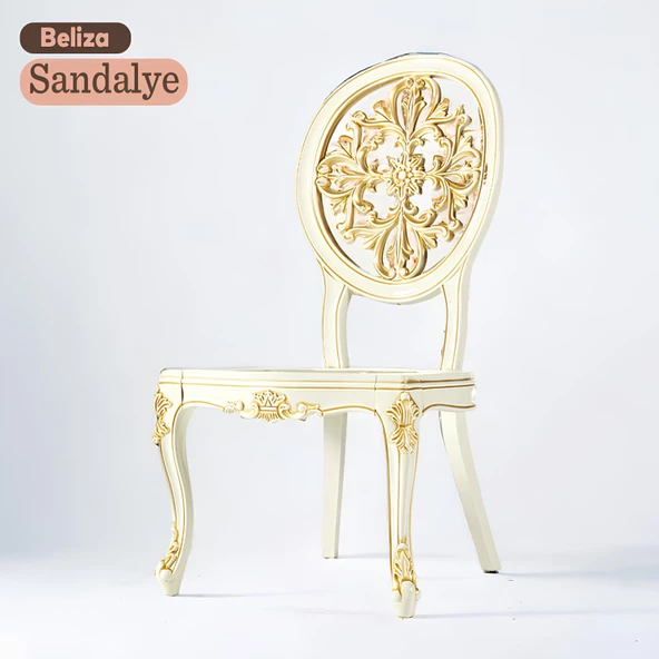 Beliza Sandalye Sert Plastik Krem Altın Gold Koltuk Bahçe Balkon Mutfak Yemek Masası Sandalyesi ürün görseli 1