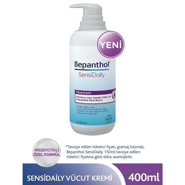 Bepanthol Sensidaily Çok Kuru Ciltler için Vücut Kremi 400ml ürün görseli 1