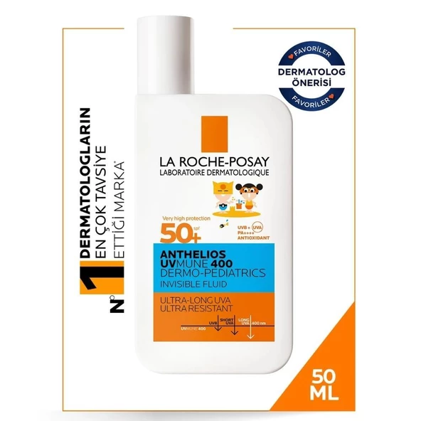 La Roche Posay Anthelios Dermo Pediatrics Uvmune 400 Invisible Fluid Yüz Güneş Kremi SPF50+ 50ml ürün görseli 1