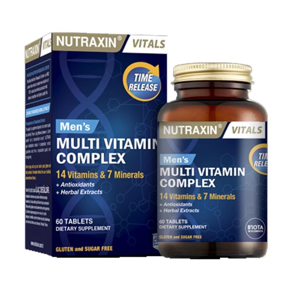 Nutraxin Vitals Mens Erkekler İçin Multi Vitamin Takviye Edici Gıda 60 Tablet ürün görseli 1