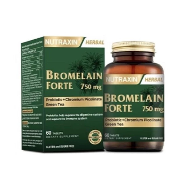 Nutraxin Herbal Bromelain Forte Takviye Edici Gıda 60 Tablet ürün görseli 1