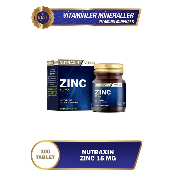 Nutraxin Vitals Zinc Sulphate Takviye Edici Gıda 100Tablet ürün görseli 1