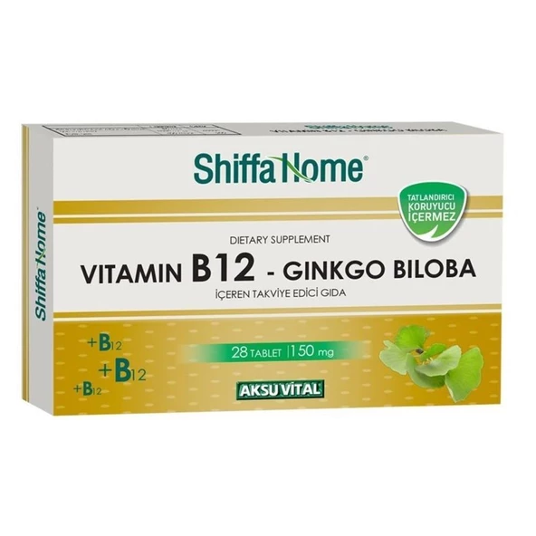Shiffa Home Vitamin B12-Ginkgo Biloba İçeren Takviye Edici Gıda 150mgX28 ürün görseli 1
