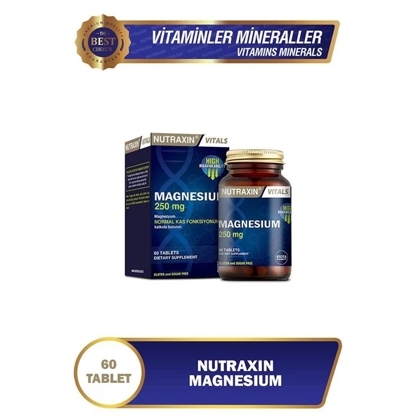 Nutraxin Magnesium 250mg Takviye Edici Gıda 60 Tablet ürün görseli 1