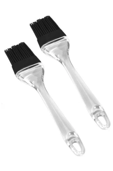 2li Plastik Saplı Silikon Hamur Yumurta Fırçası Siyah 18CM ürün görseli 1