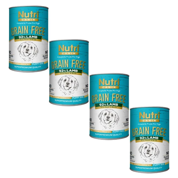 Nutri Canin 400Gr %92 Kuzu Etli Tatlı Patatesli HipoAlerjenik Tahılsız 4Adet Yavru Yaş Köpek Maması ürün görseli 1
