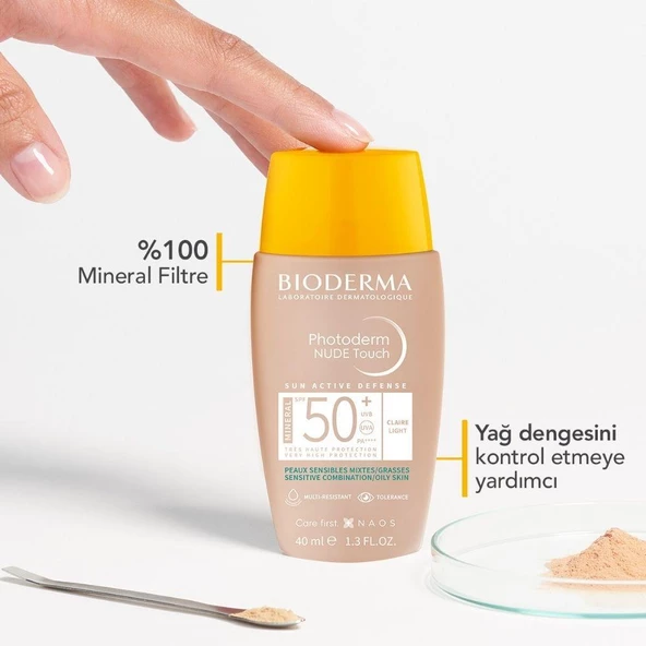 Bioderma Photoderm Nude Touch SPF50+ Light 40ml - Resim 4