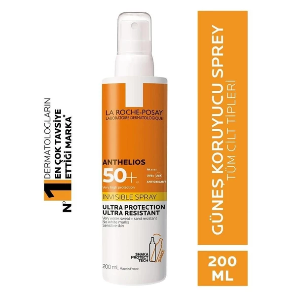 La Roche Posay Anthelios Invisible SPF50 Tüm Cilt Tipleri için Güneş Koruyucu Vücut Spreyi 200ml ürün görseli 1