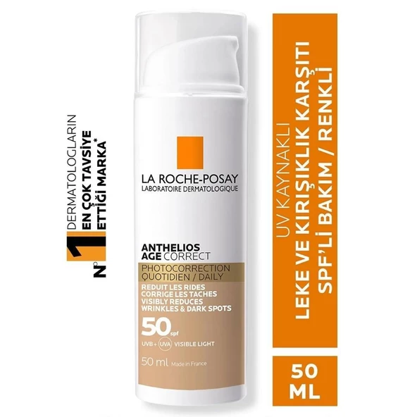 La Roche Posay Anthelios Age Correct Renkli SPF50 Leke ve Kırışıklık Karşıtı Güneş Koruyucu Yüz Kremi 50ml ürün görseli 1