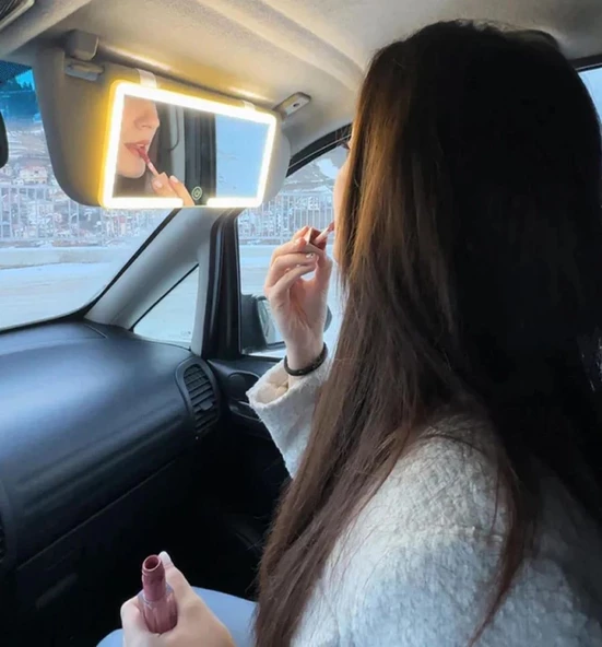 Araba Güneşlik Aynası Oto 4 Modlu Şarjlı Güneşlik Makyaj Aynası Araba Makyaj Aynası ürün görseli 1