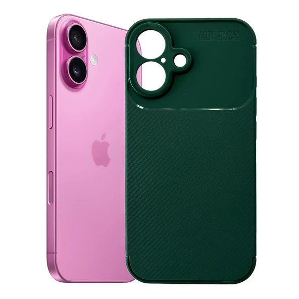 iPhone 16 Plus Kılıf Focus Carbon Silikon Kapak - Resim 5