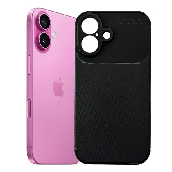 iPhone 16 Plus Kılıf Focus Carbon Silikon Kapak - Resim 7