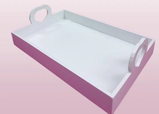 Hobi ERC Kalp Kulplu Tepsi 90404 MODEL Ahşap MDF Parlak Beyaz lake Boya El Yapımı ürün görseli 1