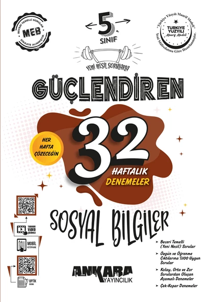Ankara Yayınları 5.Sınıf Güçlendiren 32 Haftalık Sosyal Bilimler Kazanım Denemeleri 2025 ürün görseli 1