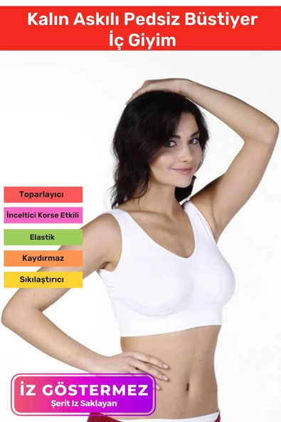 Özel Üretim Pedsiz Rahat Günlük Spor Sıkılaştırıcı Toparlayıcı Kalın Askılı Dikişsiz Büstiyer ürün görseli 1