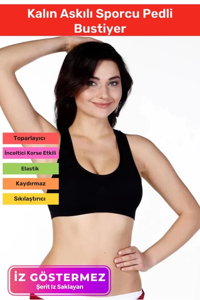 Özel Üretim Esnek Rahat Sıkılaştırıcı Toparlayıcı Şekillendirici Kalın Askılı Sporcu Pedli Bustiyer ürün görseli 1