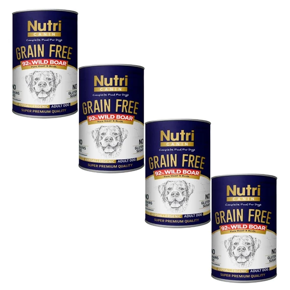 Nutri Canin 400Gr %92 Yaban Domuz Etli Tatlı Patatesli HipoAlerjenik Tahılsız 4Adet Yaş Köpek Maması ürün görseli 1