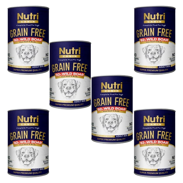 Nutri Canin 400Gr %92 Yaban Domuz Etli Tatlı Patatesli HipoAlerjenik Tahılsız 6Adet Yaş Köpek Maması ürün görseli 1