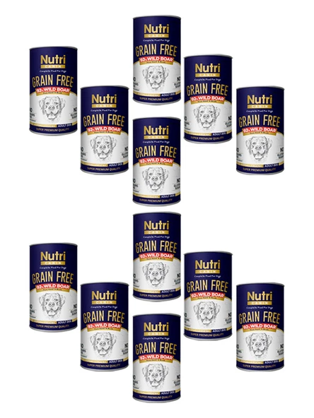 Nutri Canin 400Gr %92 Yaban Domuz Etli Tatlı Patates HipoAlerjenik Tahılsız 12Adet Yaş Köpek Maması ürün görseli 1